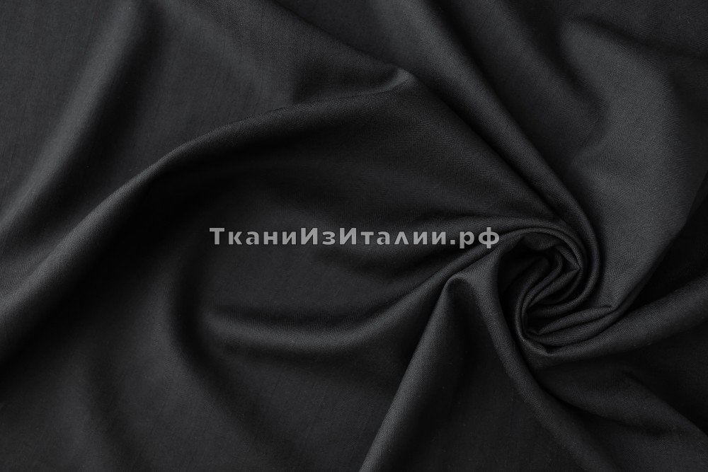 ткань черная шерсть  в полоску, костюмно-плательная шерсть в полоску черная Италия