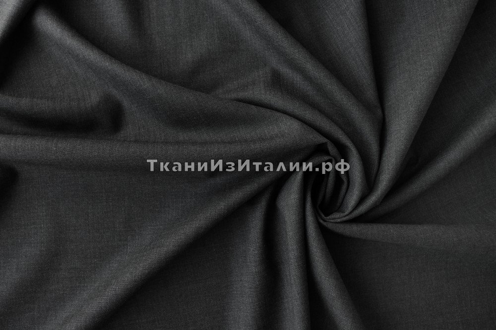 ткань темно-серая шерсть однотонная, костюмно-плательная шерсть однотонная серая Италия