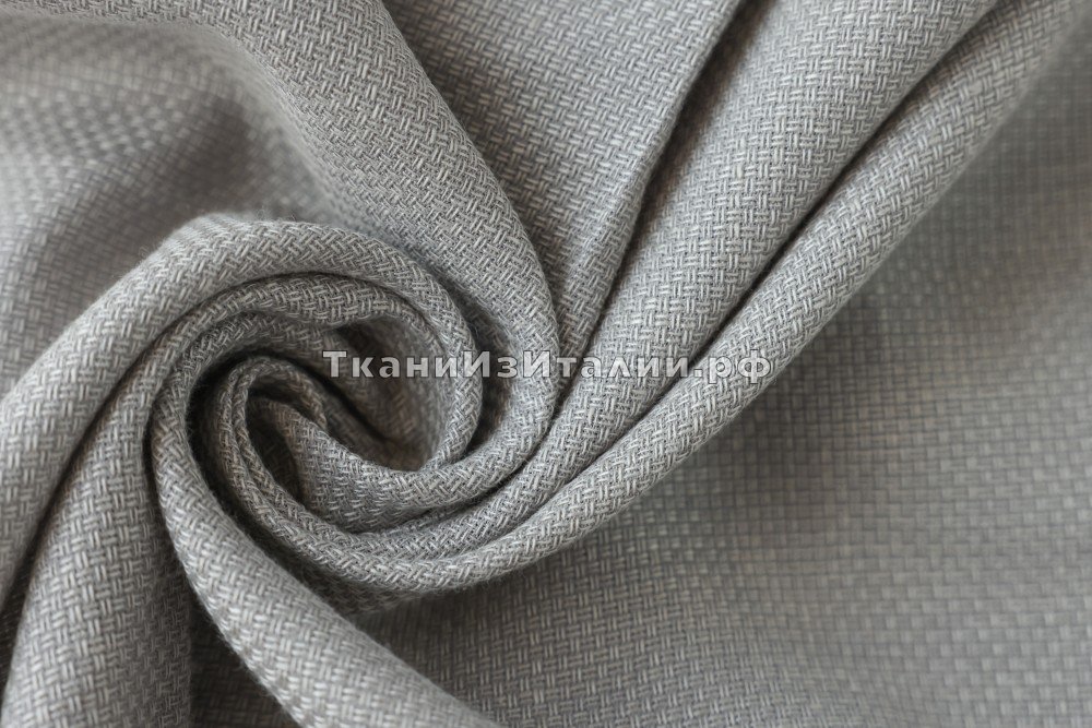 ткань лен светло-серый металлик, костюмно-плательная лен однотонная серая Италия