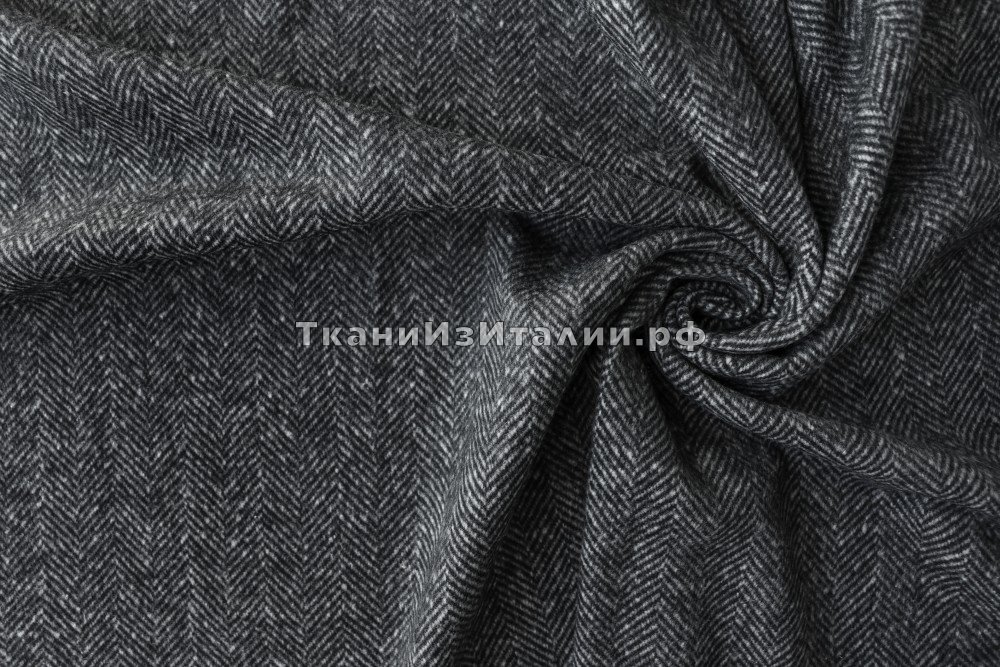 ткань пальтовая ткань кашемир в елочку, пальтовые кашемир в полоску черная Италия