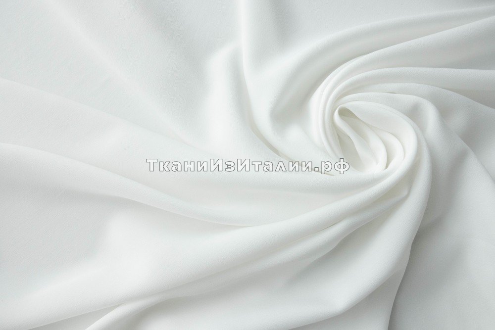 ткань крепдешин белого цвета, крепдешин шелк однотонная белая Италия