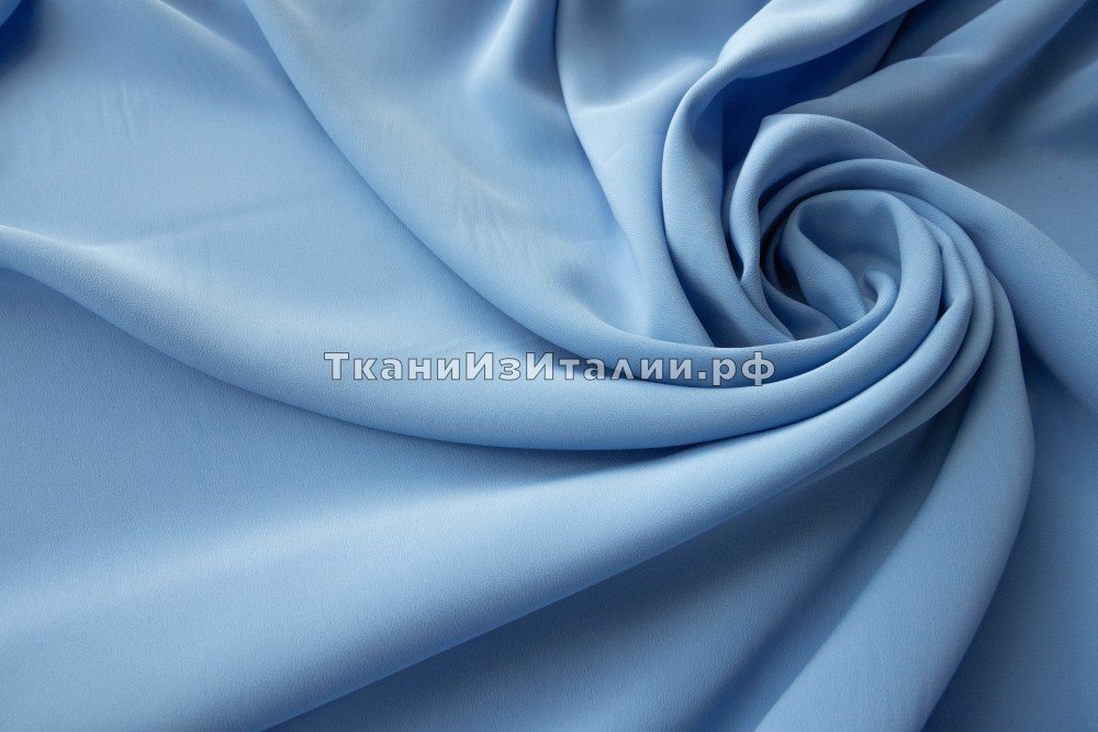 ткань крепдешин припыленно-голубого цвета, крепдешин шелк однотонная голубая Италия