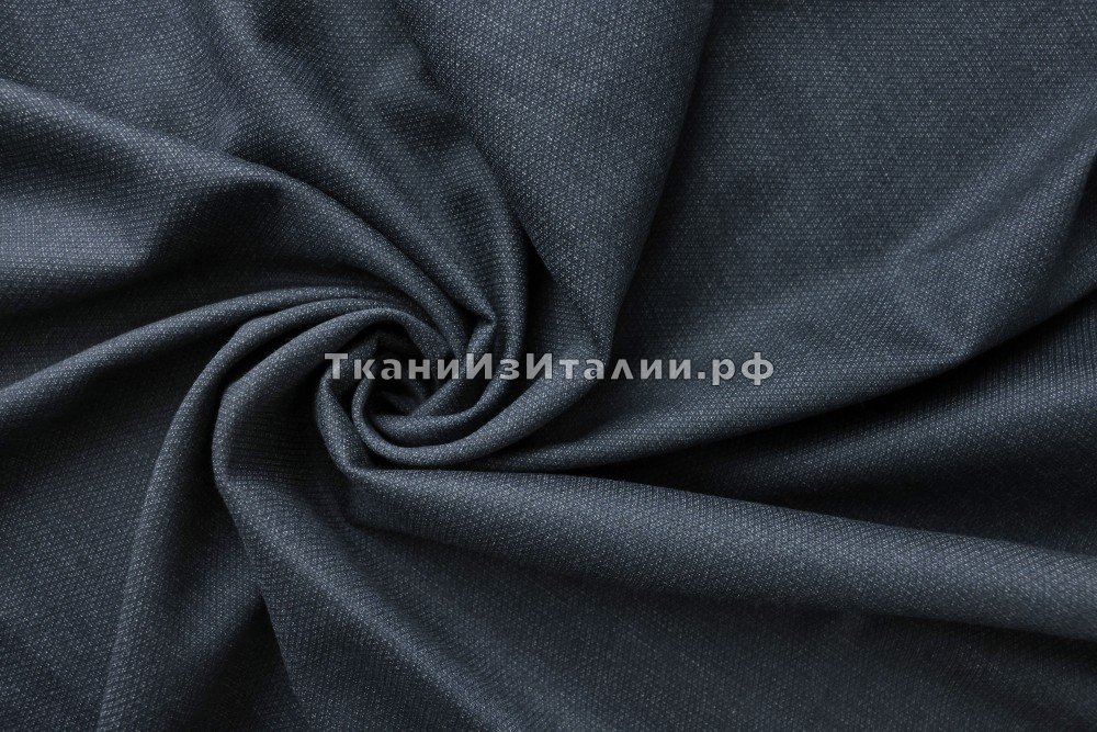 ткань ткань шерсть кашемир мелкий ромб, костюмно-плательная шерсть однотонная синяя Италия