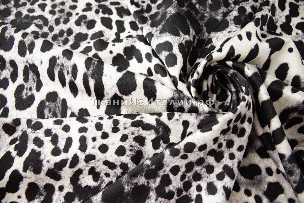 ткань серо-белый шелк с шерстью с принтом леопард, костюмно-плательная шелк леопард серая Италия