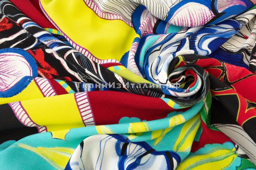 ткань ткань вискоза разноцветная, костюмно-плательная вискоза иные разноцветная Италия