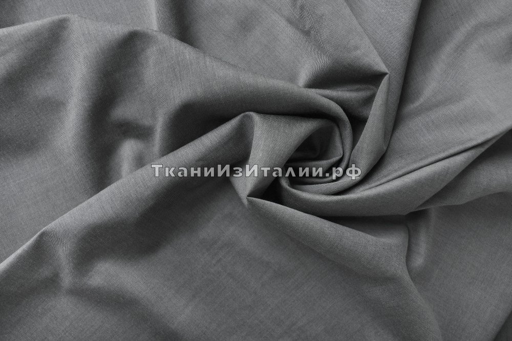ткань серая шерсть с шелком, костюмно-плательная шерсть однотонная серая Италия