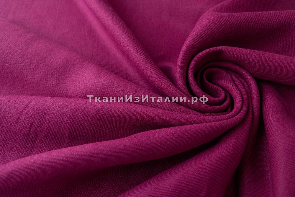ткань ткань лен красно-пурпурный, костюмно-плательная лен однотонная розовая Италия
