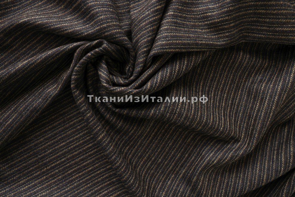 ткань сине-коричневая шерсть в полоску, костюмно-плательная шерсть в полоску коричневая Италия