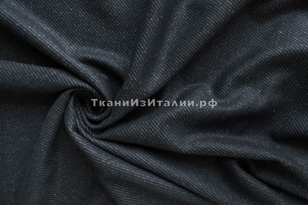 ткань черно-серый с синим подтоном кашемир в рубчик, пальтовые кашемир иные серая Италия