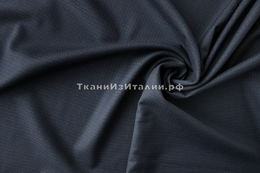 ткань темно-синяя шерсть в крапинку, костюмно-плательная шерсть однотонная синяя Италия