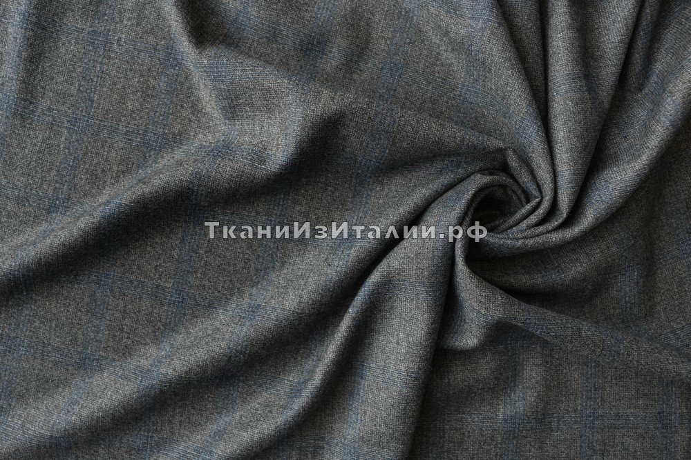 ткань шерсть серый меланж  в клетку, костюмно-плательная шерсть однотонная серая Италия
