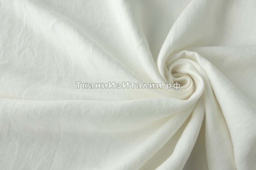 ткань плотный костюмный лен белый, костюмно-плательная лен однотонная белая Италия