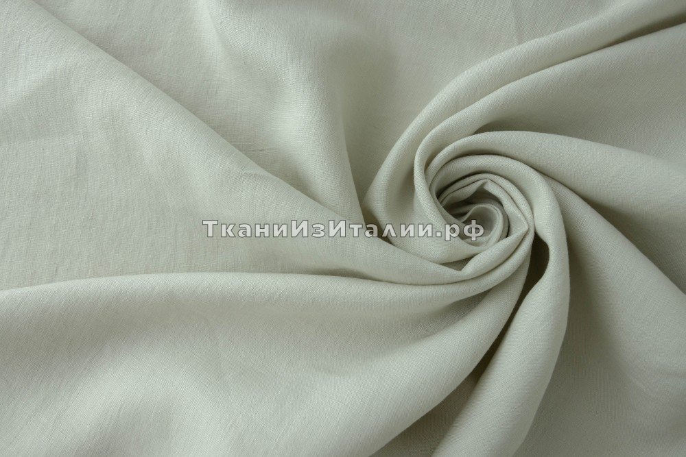 ткань лен натурального цвета, костюмно-плательная лен однотонная белая Италия