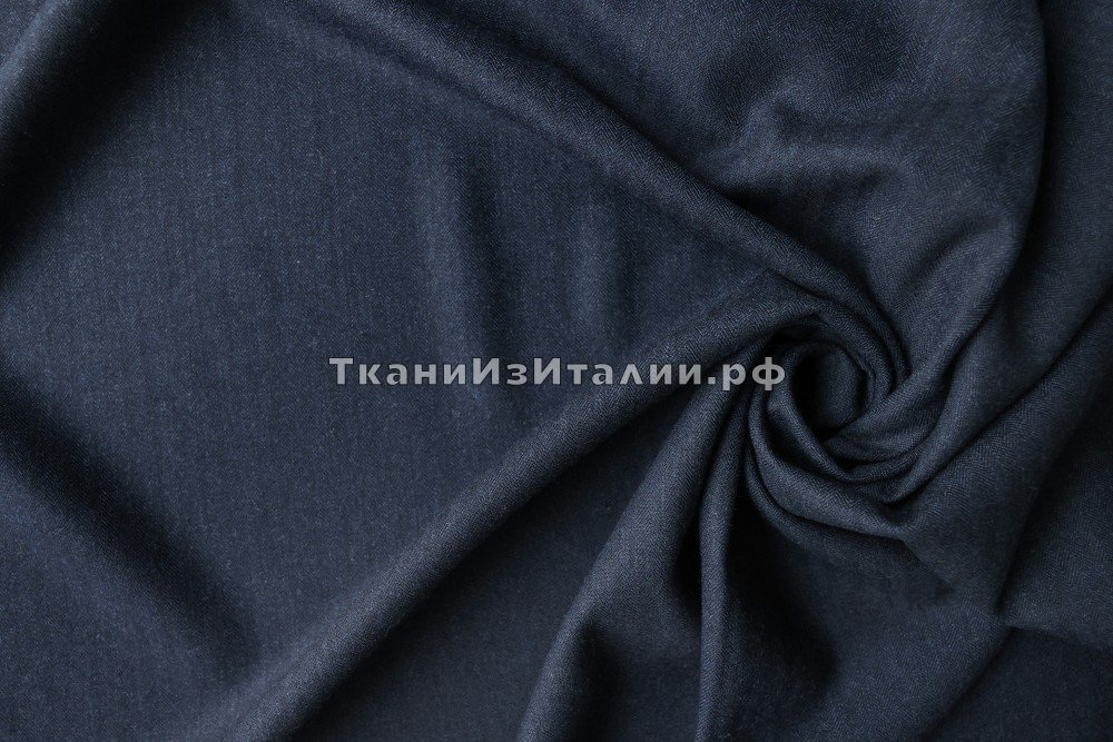 ткань синяя шерсть в елочку, костюмно-плательная шерсть иные синяя Италия