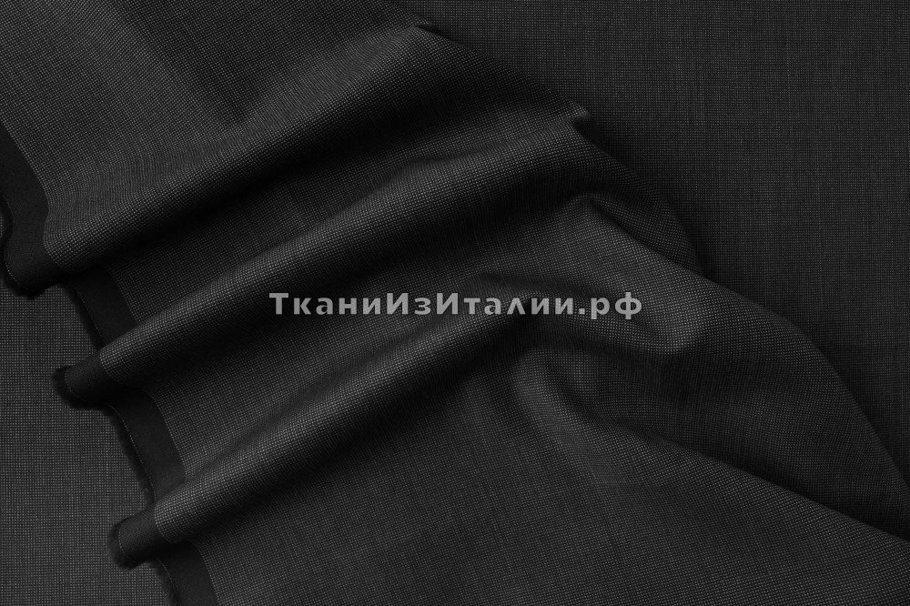 ткань черная шерсть в серую точку, костюмно-плательная шерсть иные черная Италия