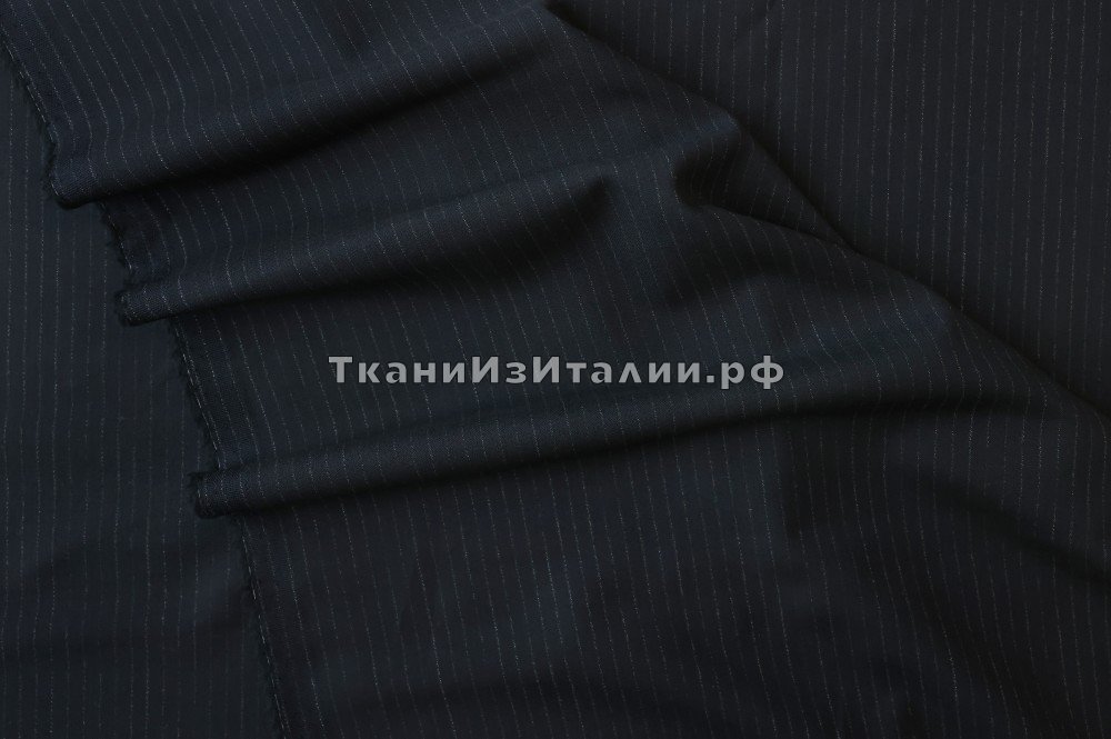 ткань черная шерсть в полоску, костюмно-плательная шерсть в полоску черная Италия