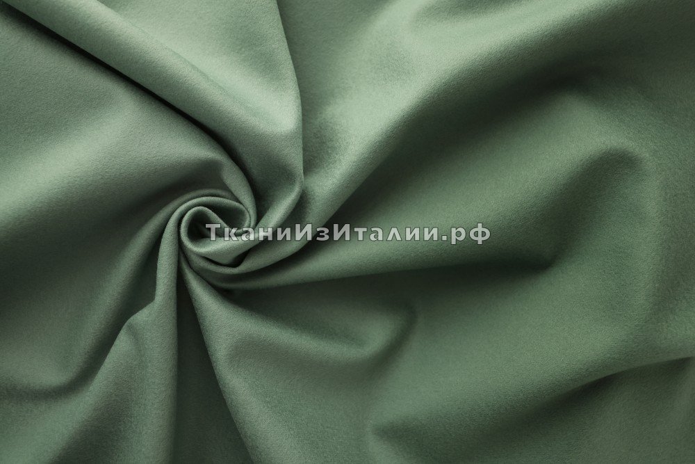 ткань мятный кашемир с ветрозащитной пленкой, пальтовые кашемир однотонная зеленая Италия