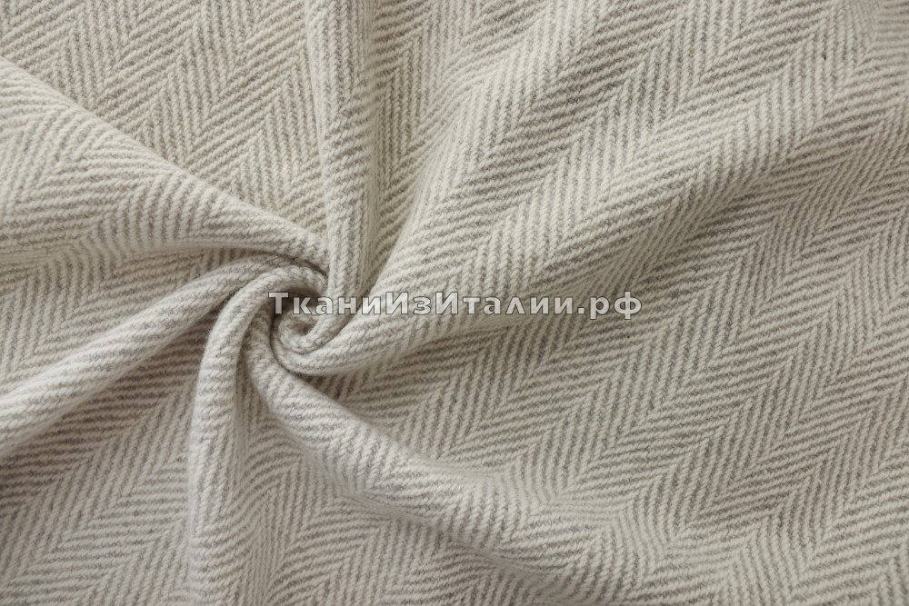 ткань пальтовая шерсть в серо-белую елочку, пальтовые шерсть в полоску белая Италия