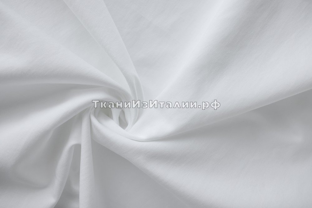 ткань плотный белый хлопок, костюмно-плательная хлопок однотонная белая Италия