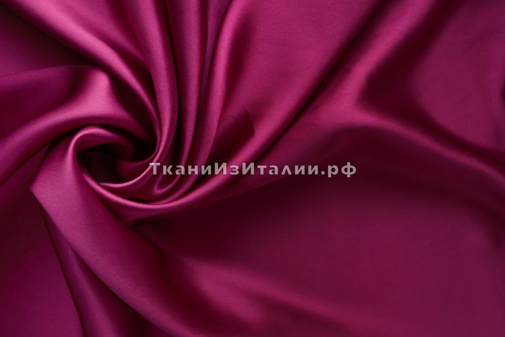 ткань пурпурный атлас, атлас шелк однотонная розовая Италия