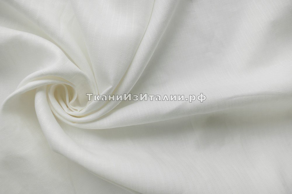 ткань белый лен в жаккардовую полоску, костюмно-плательная лен в полоску белая Италия
