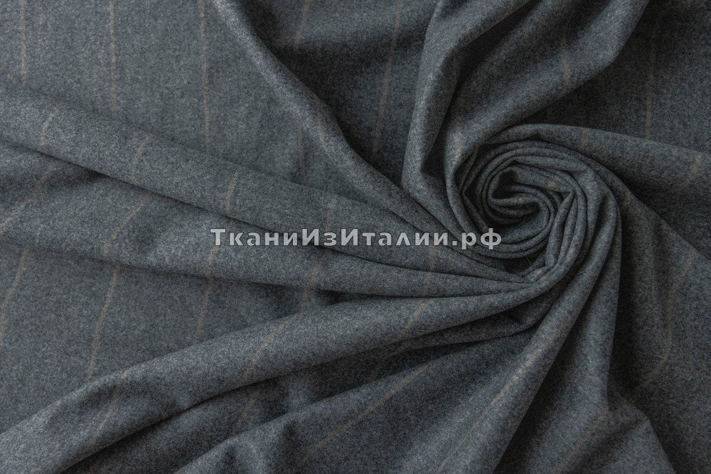 ткань костюмный кашемир серый в полоску, костюмно-плательная кашемир в полоску серая Италия