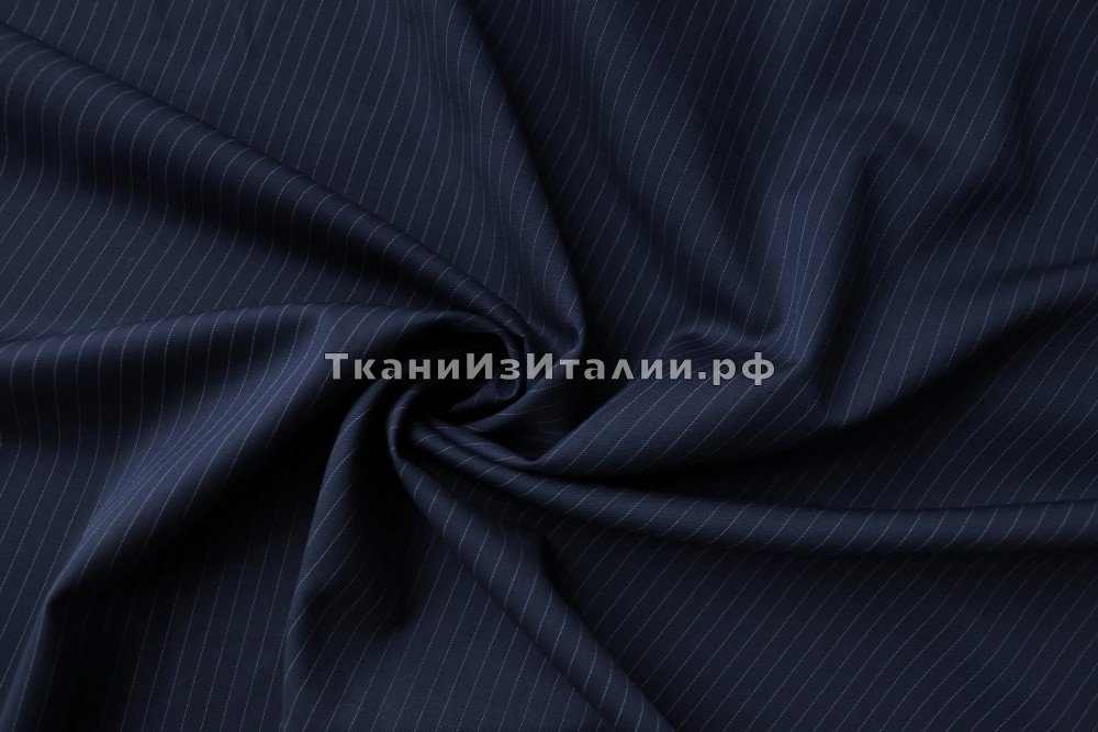ткань синяя шерсть в полоску, костюмно-плательная шерсть в полоску синяя Италия
