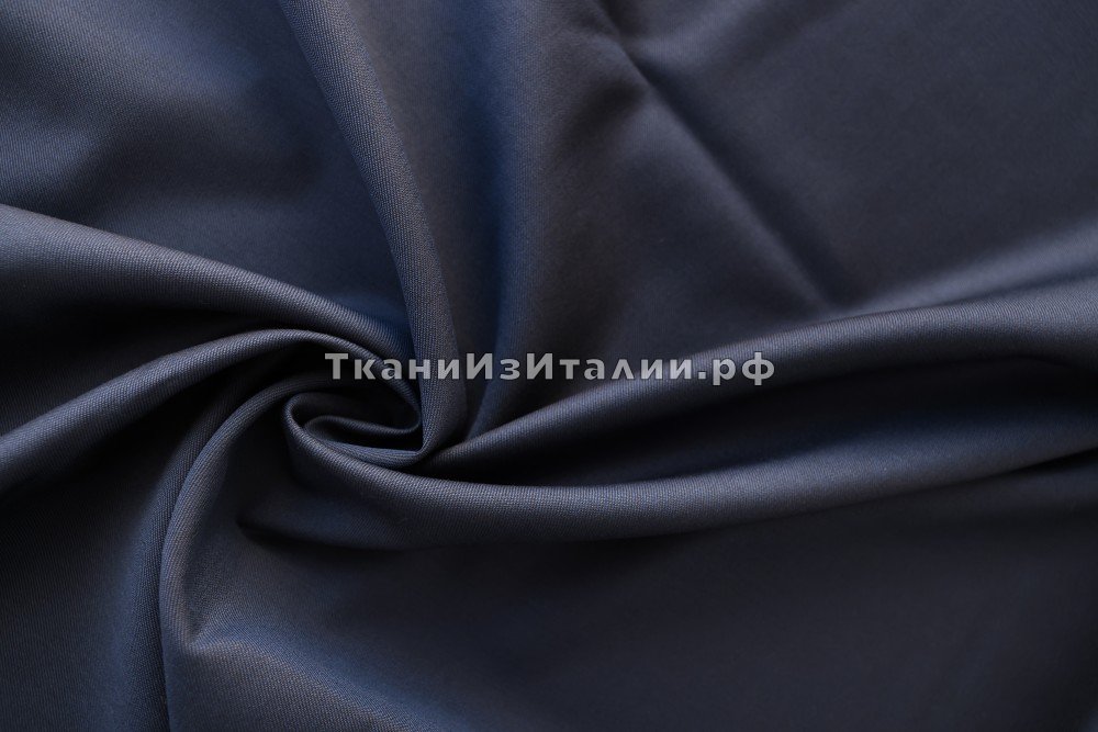 ткань двусторонняя шерсть темно-синего и синего цвета, костюмно-плательная шерсть однотонная синяя Италия