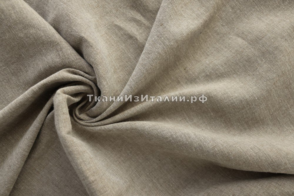 ткань серый лен с шелком и эластаном, костюмно-плательная лен однотонная серая Италия