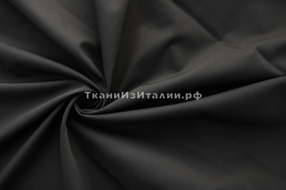 ткань темно-серая шерсть с полиэстером и эластаном, костюмно-плательная шерсть однотонная серая Италия