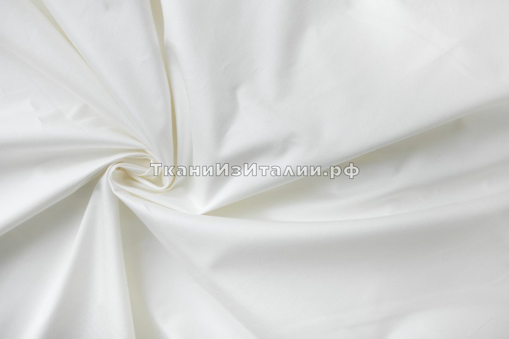 ткань молочный хлопок с эластаном, костюмно-плательная хлопок однотонная белая Италия