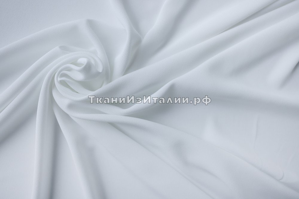 ткань белый крепдешин с эластаном (в двух отрезах 12м,15м), крепдешин шелк однотонная белая Италия