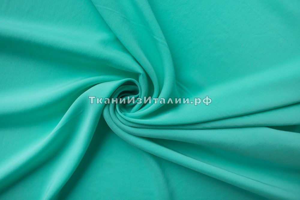 ткань мятно-зеленый мытый шелк, вареный шелк (мытый шелк) шелк однотонная зеленая Италия