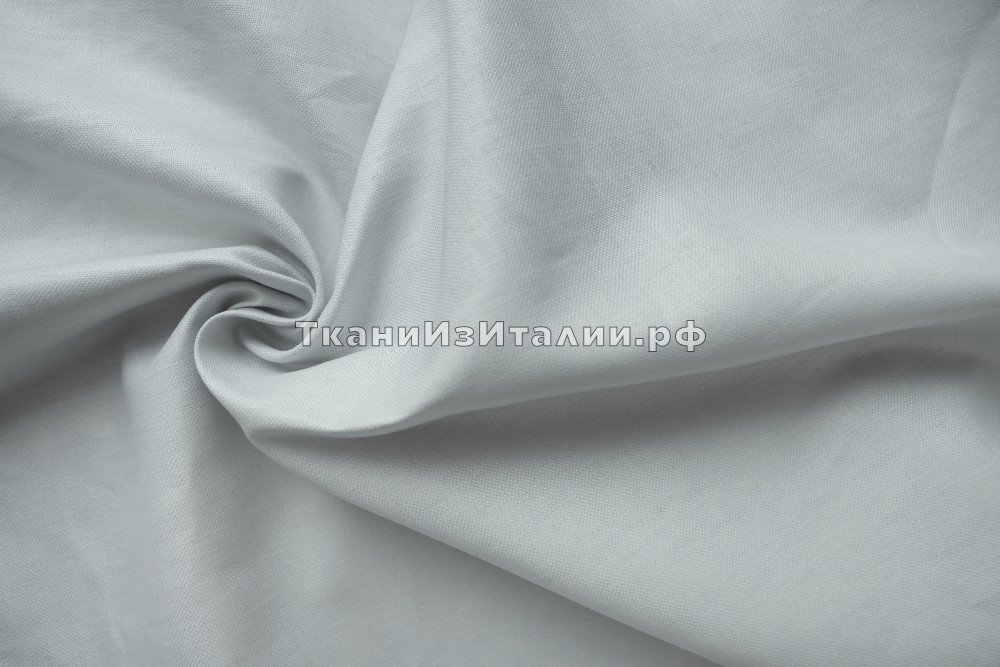 ткань бело-жемчужный лен, костюмно-плательная лен однотонная белая Италия