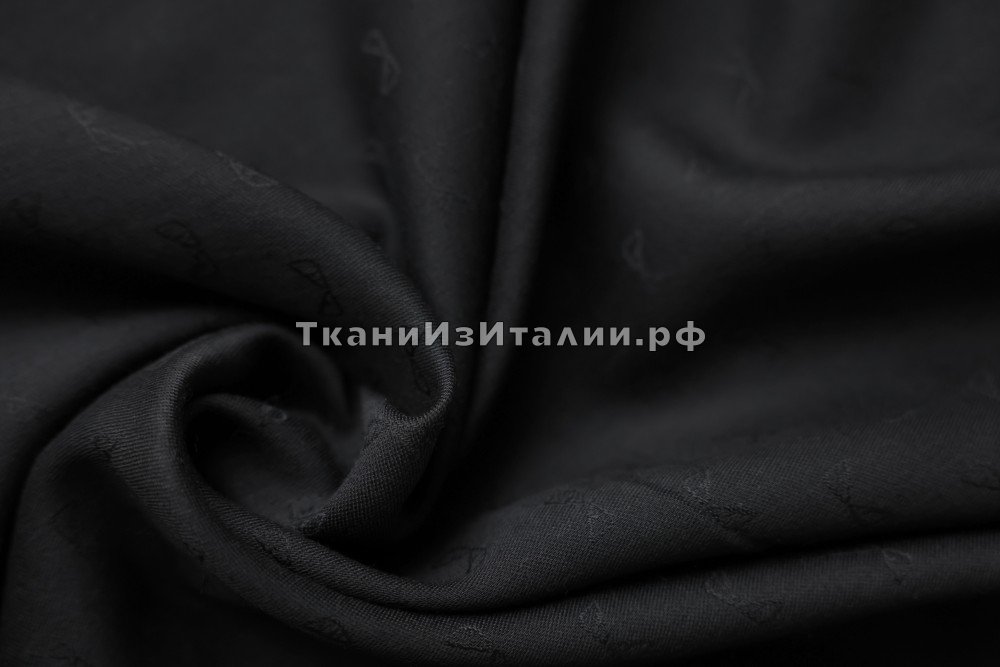 ткань черная шерсть с рисунком, костюмно-плательная шерсть иные черная Италия