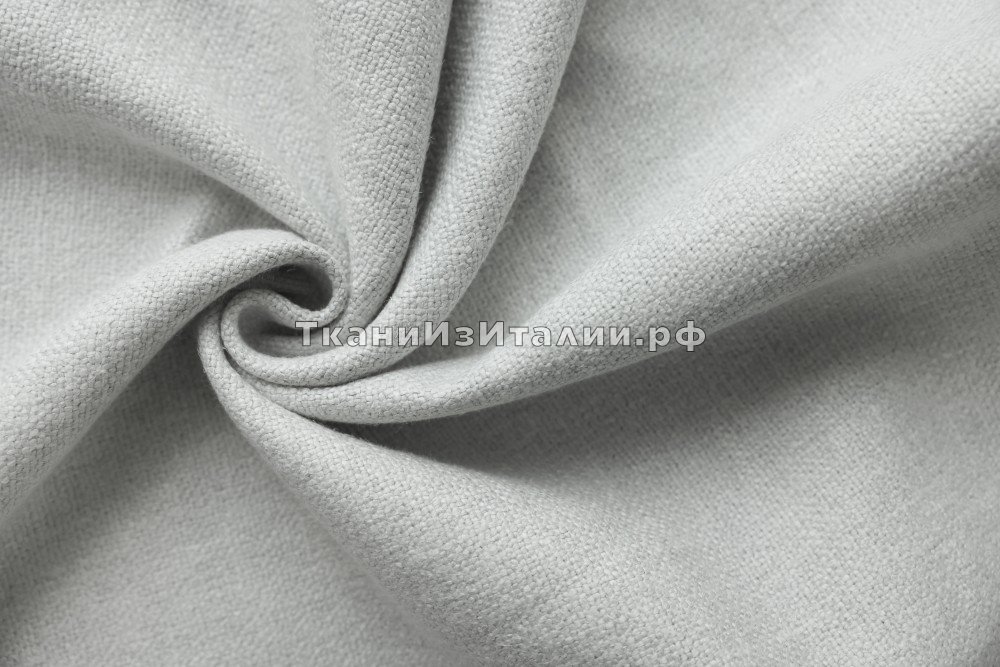 ткань плотный бело-серый лен , домашний текстиль лен однотонная серая Италия