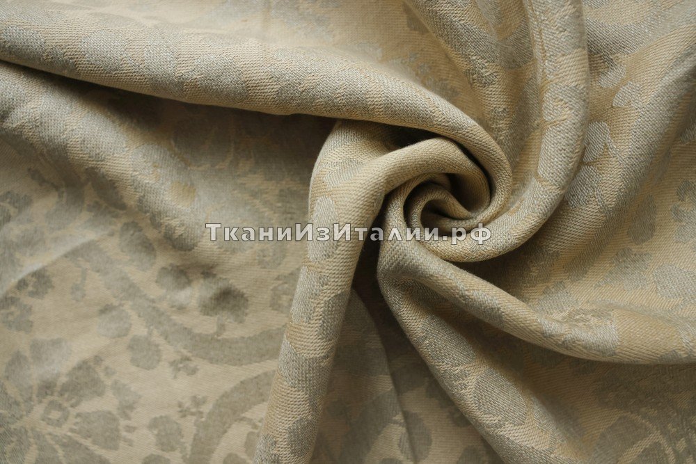 ткань домашний текстиль желто-бежевый лен с узором, домашний текстиль лен иные желтая Италия