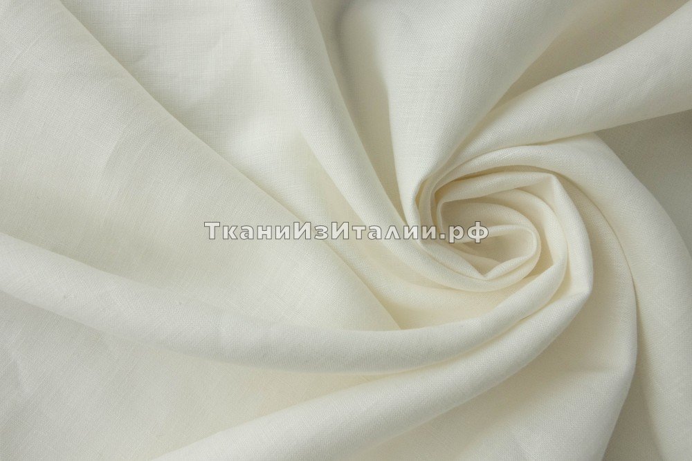 ткань костюмно-плательный молочный лен, костюмно-плательная лен однотонная белая Италия