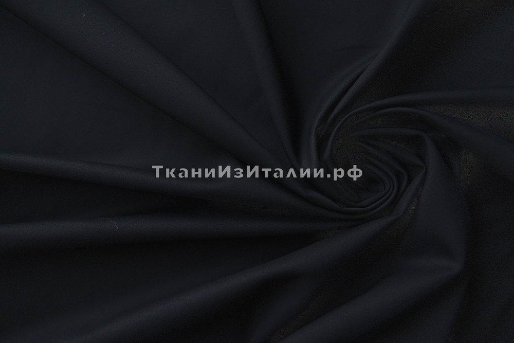 ткань черный хлопок с эластаном, костюмно-плательная хлопок однотонная черная Италия