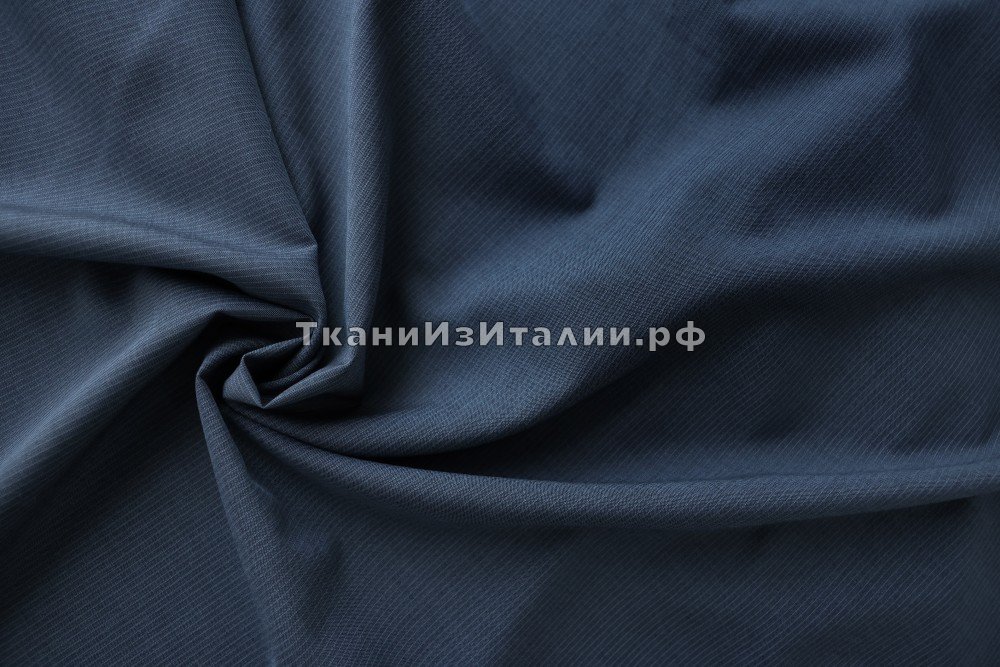 ткань пыльно-синий хлопок в полоску, костюмно-плательная хлопок в полоску синяя Италия