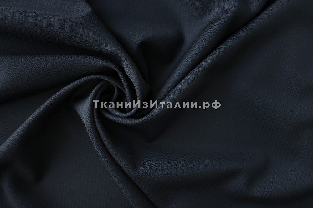 ткань черно-синяя костюмная шерсть в елочку, Италия