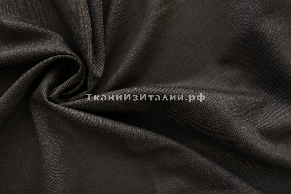 ткань серо-коричневая шерсть с шелком, костюмно-плательная шерсть однотонная коричневая Италия