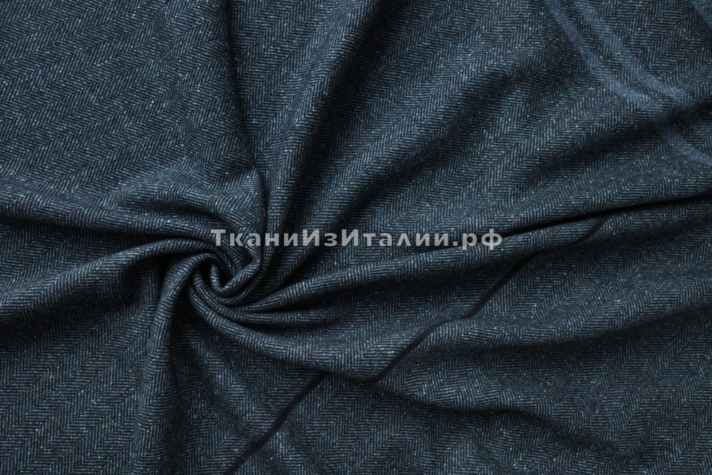  палантин синего цвета в елочку (0,51 * 2 м), платок кашемир в полоску синяя Италия