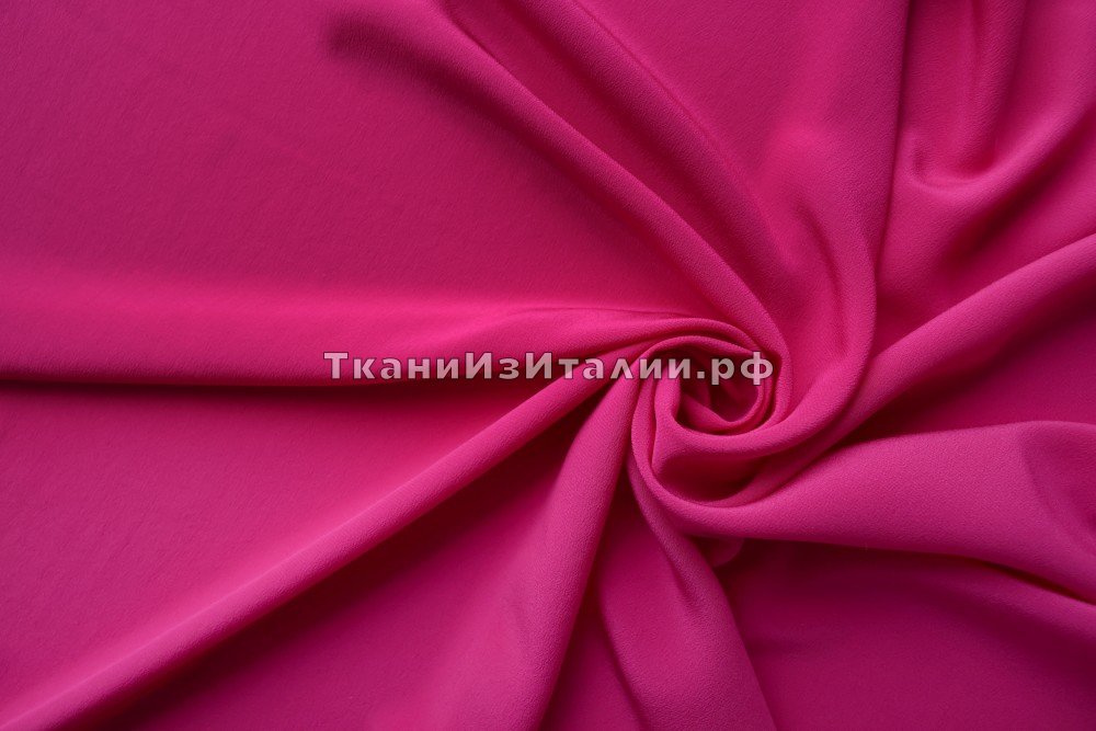 ткань крепдешин розовая фуксия, крепдешин шелк однотонная розовая Италия
