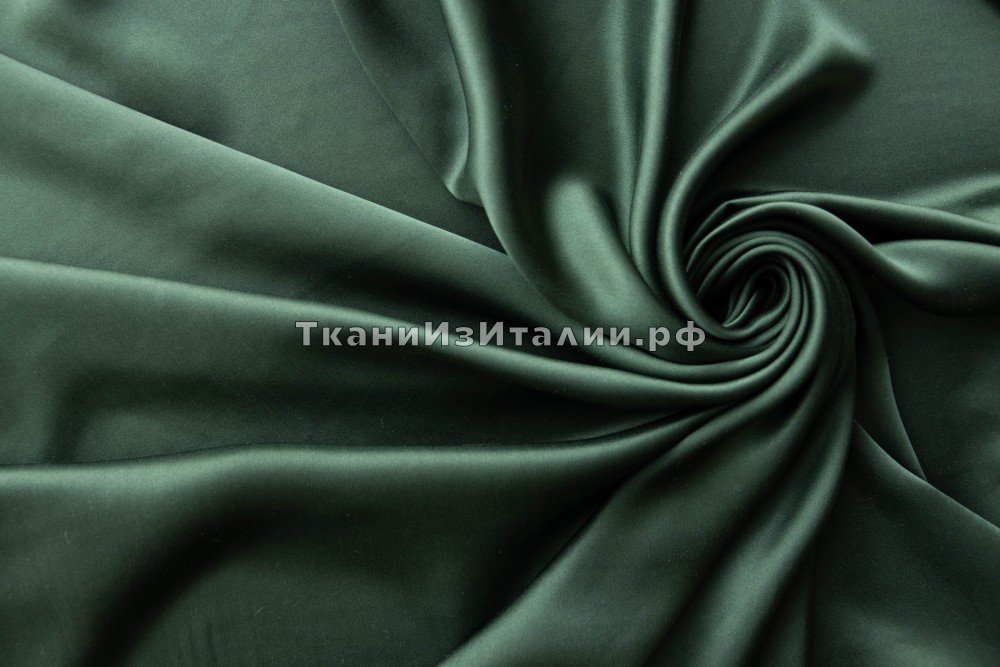 ткань шелковый атлас зеленого цвета, Италия