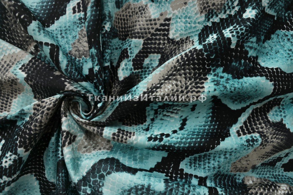 ткань хлопковый сатин с принтом рептилия, костюмно-плательная хлопок иные разноцветная Италия