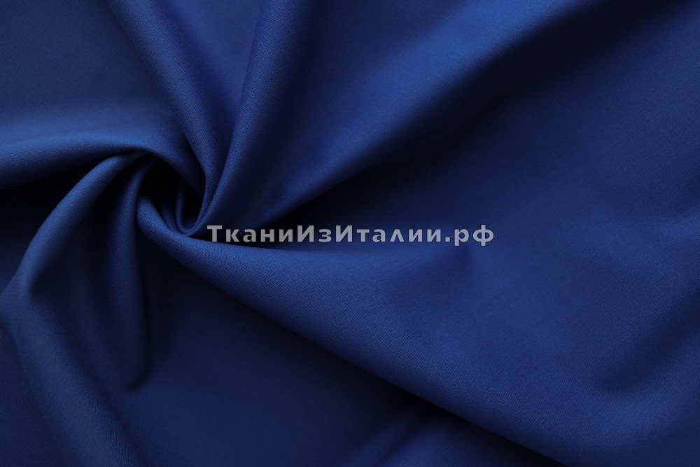 ткань васильковая шерсть, костюмно-плательная шерсть однотонная синяя Италия