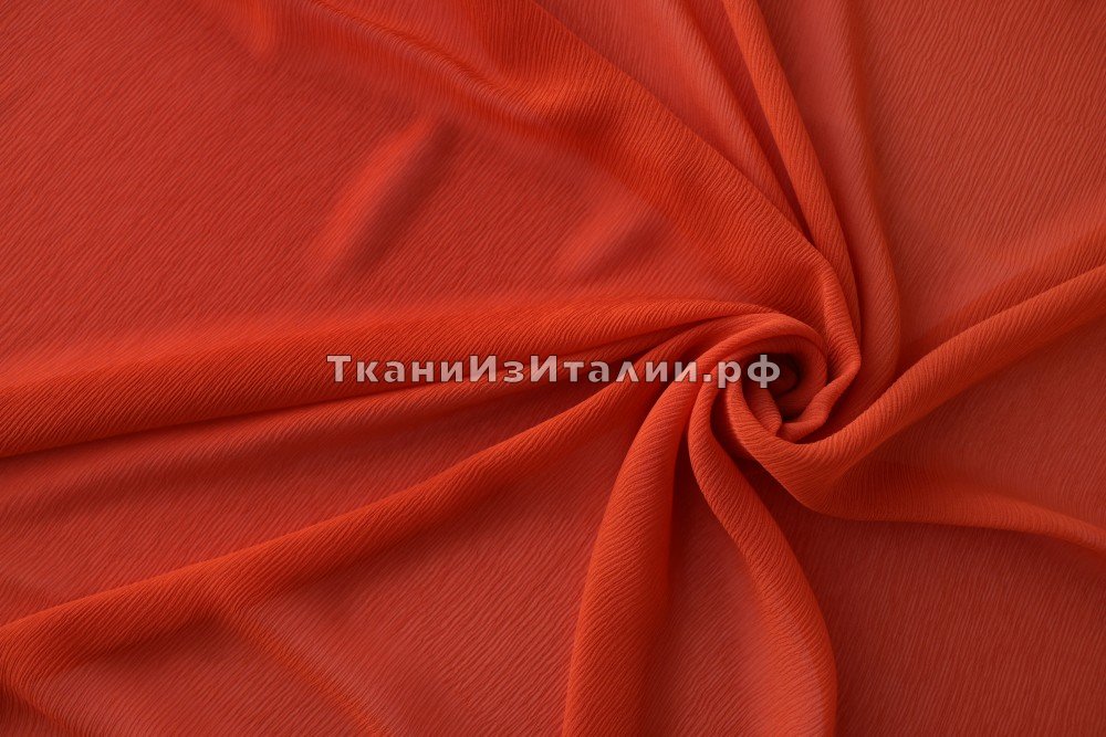 ткань шифон морковного цвета, шифон шелк однотонная оранжевая Италия