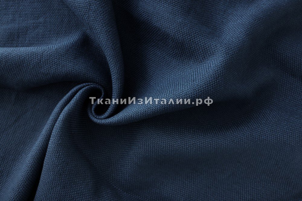 ткань васильковый лен, костюмно-плательная лен однотонная синяя Италия