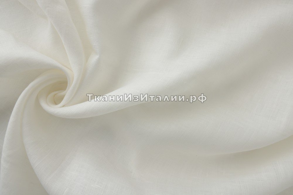 ткань белый лен костюмно-плательный, костюмно-плательная лен однотонная белая Италия